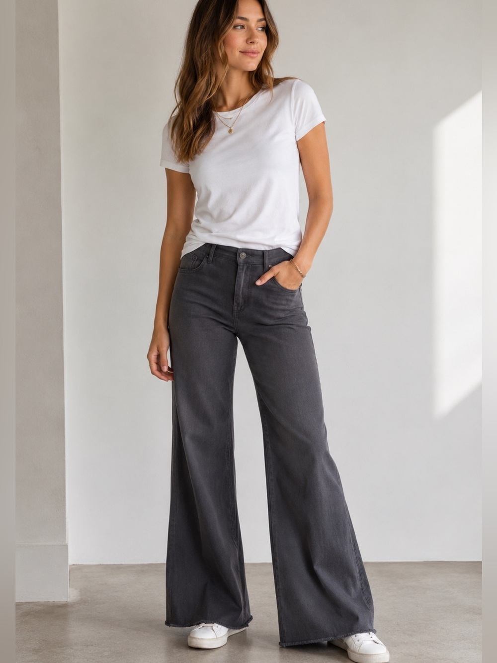 Mustard Seed Black Wide-Leg Jeans